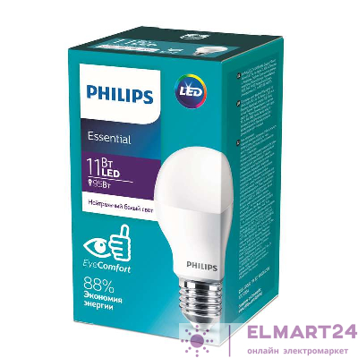 Лампа светодиодная ESS LEDBulb 11Вт E27 4000К 230В 1CT/12RCA Philips 929001962987 / 871869961620500