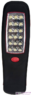 Фонарь с магнитным креплением 18+3LED 0.9W  (3хАА в комплект не входят), IP42, 210×60×30mm, чёрный с красным, TL23 12961