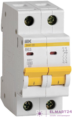 Выключатель автоматический модульный 2п B 63А 4.5кА ВА47-29 KARAT IEK MVA20-2-063-B