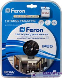 Cветодиодная LED лента Feron LS607, готовый комплект 5м 60SMD(5050)/м 14.4Вт/м IP65 12V 6500К,ДЕМО-УПАКОВКА 27907