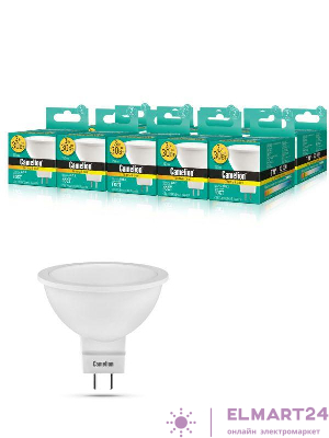 Лампа светодиодная LED3-JCDR/830/GU5.3 3Вт 3000К тепл. бел. GU5.3 215лм 220-240В Camelion 11367