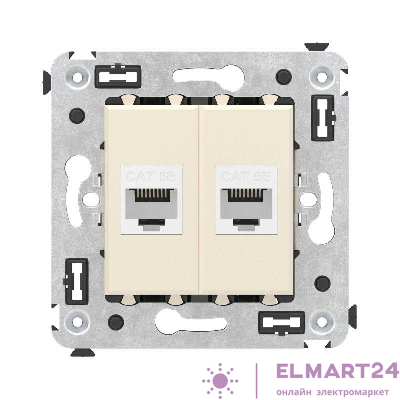 Розетка компьютерная 2-м СП Avanti "Ванильная дымка" RJ45 кат.5E без шторок механизм DKC 4405664