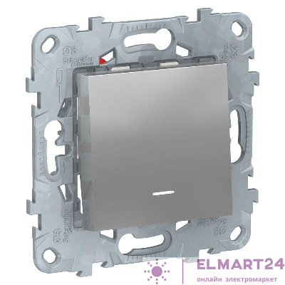 Переключатель перекрестный 1-кл. 2мод. СП Unica New IP21 (сх. 7а) с подсветкой алюм. SchE NU520530N