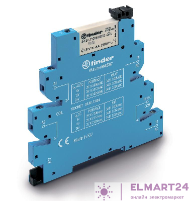 Модуль интерфейсный (сборка 34.51.7.060.0010 + 93.61.8.230) электромеханич. реле MasterBASIC 1CO 6А AgNi 230-24В AC IP20 винт. клеммы FINDER 391182300060