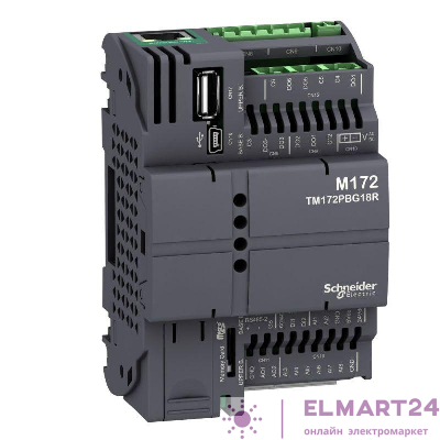 Контроллер ПЛК М172 без дисплея 18 I/O Eth 2 RS485 SchE TM172PBG18R