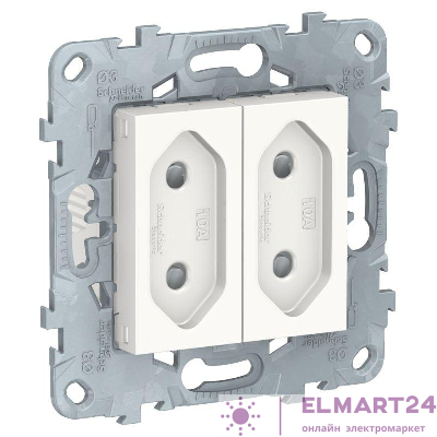 Розетка 2-мод. UNICA NEW защ. шторки без заземл. винт. зажим 10А бел. SchE NU503118