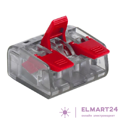 Клемма СМК 221-413 3 отверстия 0.2-4.0кв.мм (уп.4шт) PROxima EKF plc-smk-221-413r