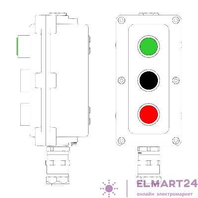 Пост управления взрывонепроницаемый из алюминия LCSD-03-B-MB-L1G(220)x1-P1B(11)x1-P1R(11)x1-PBMB-ANP15BMB DKC LCSD21000121