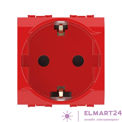 Розетка 1-м СП 2мод. Brava 16А IP20 с заземл. защ. шторки красн. DKC 76482R