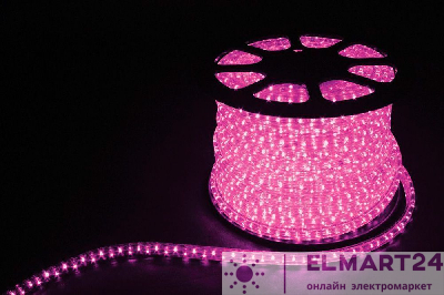 Дюралайт (световая нить) со светодиодами, 2W 100м 230V 36LED/м 13мм, розовый, LED-R2W 26335