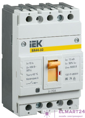 Выключатель автоматический 3п 25А 15кА ВА44 33 IEK SVA4410-3-0025