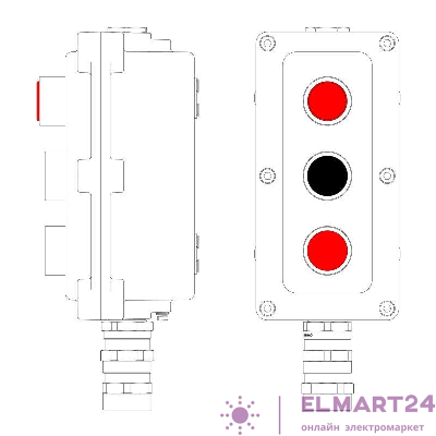 Пост управления взрывонепроницаемый из алюминия LCSD-03-B-MC-L1R(220)x1-P1B(11)x1-P1R(11)x1-PCMB-KA3MHK DKC LCSD21000110