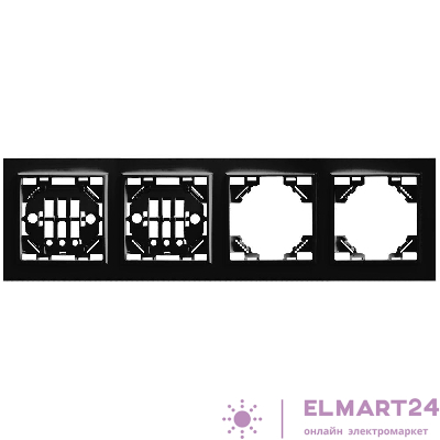 Рамка 4-местная горизонтальная STEKKER, PFR00-9004-03, серия Эрна, черный 39485