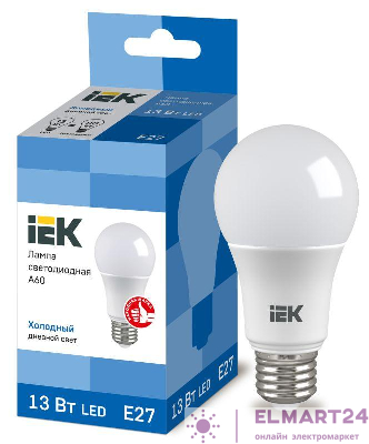 Лампа светодиодная ECO A60 13Вт грушевидная 230В 6500К E27 IEK LLE-A60-13-230-65-E27