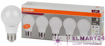 Лампа светодиодная LED Value LVCLA60 7SW/830 грушевидная матовая E27 230В 2х5 RU (уп.5шт) OSRAM 4058075577626