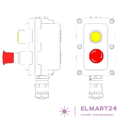 Пост управления взрывонепроницаемый из алюминия LCSD-02-B-MC-L1Y(220)x1-P6E(11)x1-PCMB-KAEPM3MHK-20 DKC LCSD21000098