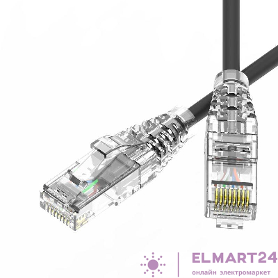 Патч-корд неэкранированный SLIM CAT6 U/UTP 4х2 28 AWG LSZH 1м черн. DKC RN6UU4510BK-28