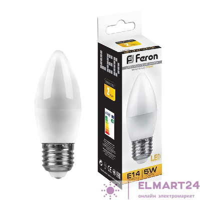 Лампа светодиодная Feron LB-72 Свеча E27 5W 2700K 25764