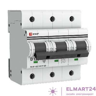 Выключатель автоматический модульный 3п D 125А 15кА ВА 47-125 PROxima EKF mcb47125-3-125D
