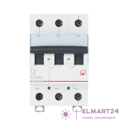 Выключатель автоматический модульный 3п C 50А 6кА TX3 6000 3мод. 400В Leg 404061