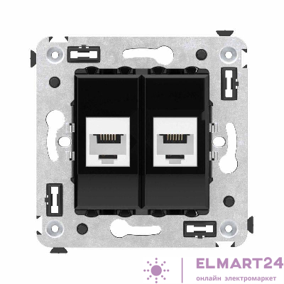 Розетка телефонная 2-м СП Avanti "Черный квадрат" RJ12 без шторок механизм DKC 4402614