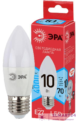 Лампа светодиодная ECO LED B35-10W-840-E27 (диод свеча 10Вт нейтр. E27) ЭРА Б0032965