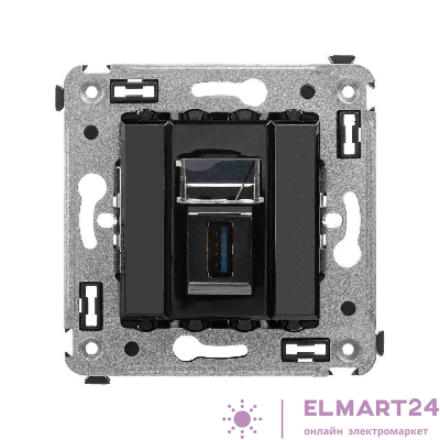 Розетка USB 3.0 1-м СП Avanti "Черный квадрат" тип А-А DKC 4402303