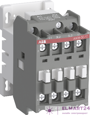 Контактор AX09-30-10-80 9А AC3 с катушкой управления 220-230В AC ABB 1SBL901074R8010