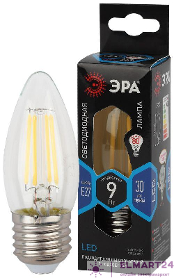 Лампа светодиодная филаментная F-LED B35-9W-840-E27 9Вт B35 свеча 4000К нейтр. бел. E27 Эра Б0046997
