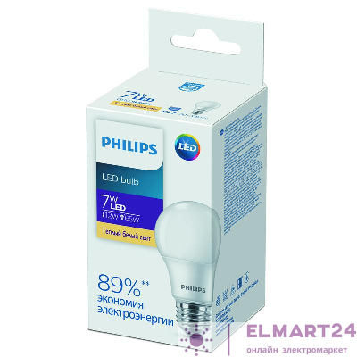 Лампа светодиодная Ecohome LED Bulb 7W E27 3000К 1PF Philips 929002298967