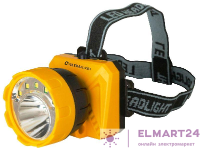 Фонарь налобный LED 5372 (5SMD + 1Вт 2 режима; желт./черн.) Ultraflash 12416