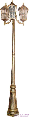 Светильник садово-парковый Feron PL110 четырехгранный,столб  3*60W 230V E27, черное золото 11302