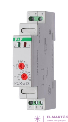 Реле времени PCR-513 8А 230В 1 перекл. IP20 задержка включ. монтаж на DIN-рейке F&F EA02.001.003