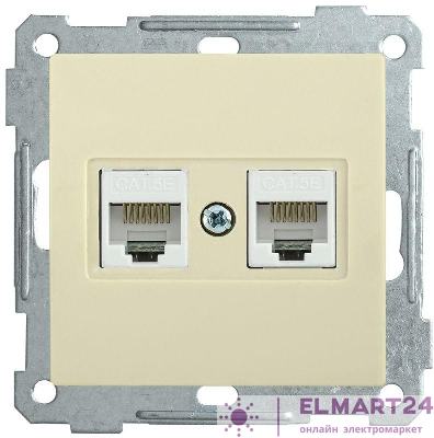 Механизм розетки комп. 2-м СП BOLERO РК10-2-Б RJ45 Cat5e крем. IEK EKB25-K33