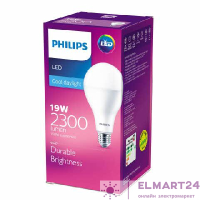 Лампа светодиодная LEDBulb 19W E27 6500К 230В A80 Philips 929002004149