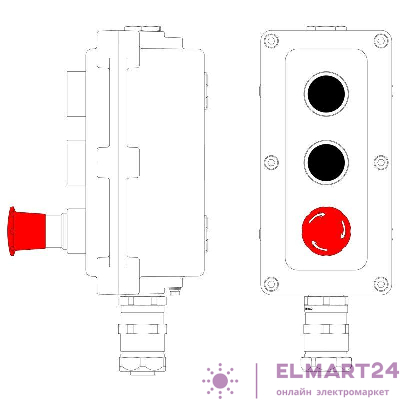 Пост управления взрывонепроницаемый из алюминия LCSD-03-B-MB-P1B(11)x1-P1B(11)x1-P6R(11)x1-PBMB-KAEPM2MHK-20 DKC LCSD21000135