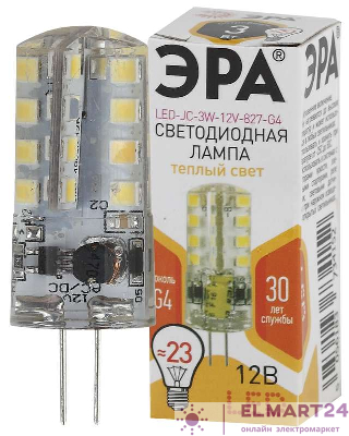 Лампа светодиодная LED-JC-3W-12V-827-G4 240лм ЭРА Б0033193