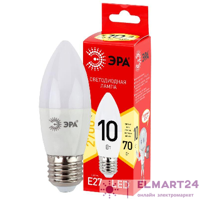 Лампа светодиодная LINE LED B35-10W-827-E27 R B35 10Вт свеча E27 тепл. бел. ЭРА Б0052377