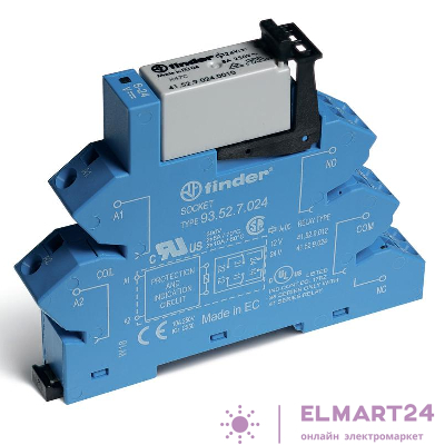 Модуль интерфейсный (сборка 41.52.9.110.0010 + 93.52.0.240) электромеханич.реле 2CO 8А AgNi 220В DC IP20 безвинт. клеммы пружин. зажим FINDER 386202400060