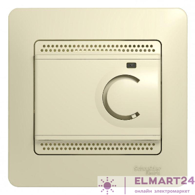 Термостат электронный Glossa 16А для теплого пола с датчиком +5-+50град.C в сборе беж. SE GSL000235