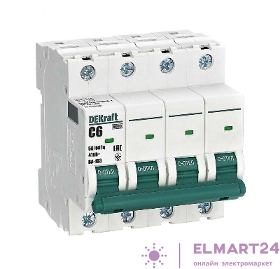 Выключатель автоматический модульный 4п C 6А 6кА ВА-103 DEKraft 12317DEK
