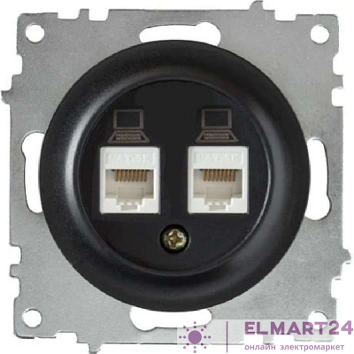 Механизм розетки комп. 2-м СП Florence RJ45 кат.5e черн. 1E20901303 OneKeyElectro 2172818