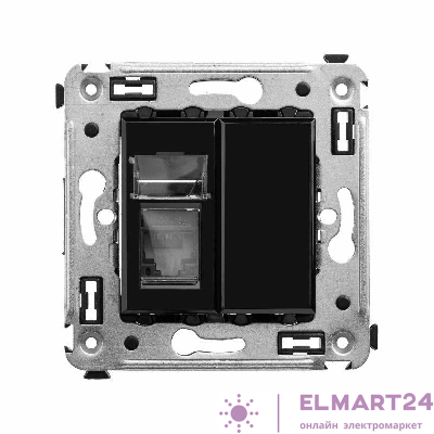 Розетка компьютерная 1-м СП Avanti "Черный квадрат" RJ45 кат.5E DKC 4402463