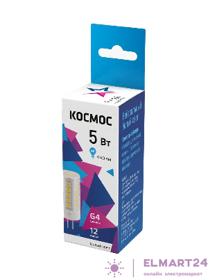 Лампа светодиодная 5Вт капсульная 4500К бел. G4 12В керамика КОСМОС LksmLED5wJCG412v45