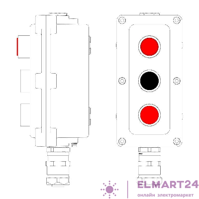 Пост управления взрывонепроницаемый из алюминия LCSD-03-B-MB-L1R(220)x1-P1B(11)x1-P1R(11)x1-PBMB-ANP15BMB DKC LCSD21000129