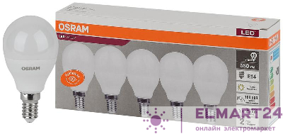 Лампа светодиодная LED Value LVCLP60 7SW/830 шар матовая E14 230В 2х5 RU (уп.5шт) OSRAM 4058075578104