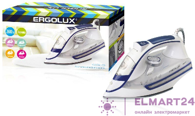 Утюг паровой ELX-SI03-C35 электр. 2600Вт 220-240В керамика бел./син. Ergolux 13128