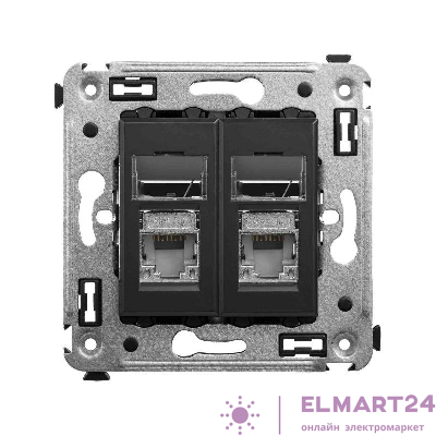 Розетка компьютерная 2-м RJ-45 СП кат.5e экранированная Avanti "Черный матовый" DKC 4412364