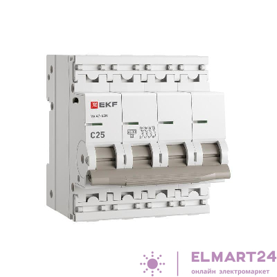 Выключатель автоматический модульный 4п C 25А 4.5кА ВА 47-63N PROxima EKF M634425C
