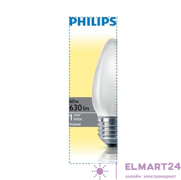 Лампа накаливания В35 60Вт E27 FR свеч. матов. Philips 921501644214 / 871150005651150